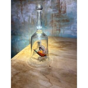 West Virginia Glass Hand Painted Pheasant Bell Vintage Clear Glass Wildlife Art